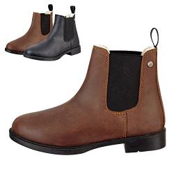 SUEDWIND FOOTWEAR© Chelsea Boot »Nova Jodhpur Winter« | Bequeme Stiefelette aus Echtleder | Schuh Schlupf Stiefel in Waxy-Oily Rindsleder | Robuste Gummisohle | Teddyfell | Braun 29 von SUEDWIND FOOTWEAR