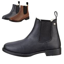 SUEDWIND FOOTWEAR© Chelsea Boot »Nova Jodhpur Winter« | Bequeme Stiefelette aus Echtleder | Schuh Schlupf Stiefel in Waxy-Oily Rindsleder | Robuste Gummisohle | Teddyfell | Schwarz 33 von SUEDWIND FOOTWEAR