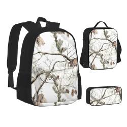 SUHNGE Hammerhead Sharks Leichte Taschen Isoliert Mittagessen Federmäppchen Büchertasche Sets Rucksack Reise Tagesrucksack, White Trees Camo, Einheitsgröße von SUHNGE