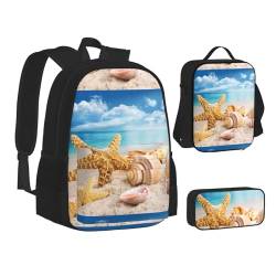 SUHNGE Leichte Tasche mit Kaktusmotiv, isoliert, für Mittagessen, Federmäppchen, Büchertasche, Rucksack, Reise, Tagesrucksack, Seestern Muschel Ocean Beach, Einheitsgröße von SUHNGE