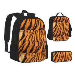 SUHNGE Origami-Papierkraniche, leicht, isoliert, Lunch-Federmäppchen, Büchertaschen-Set, Rucksack, Reise-Tagesrucksack, Tiger Streifenmuster, Einheitsgröße von SUHNGE