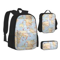SUHNGE Weltkarten leichte Tasche, isoliertes Federmäppchen, Büchertasche, Rucksack, Reise-Tagesrucksack, Weltkarten 1, Einheitsgröße von SUHNGE