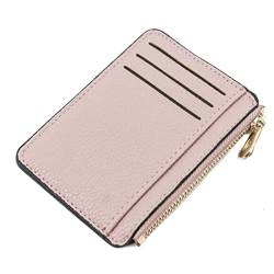 SUICRA Damen Geldbörse 1 PC Mini. ICH WÜRDE Karteninhaber Slim Damen Kartenhalter Pu. Leder-Unisex-Reißverschluss-Visitenkarten-Fall Männer Kredit-Mini-Karten-Geldbörse (Color : Pink) von SUICRA