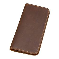 SUICRA Damen Geldbörse Best Genuine Leather Personalised Wallet for Men with Checkbook Holder Long Pure Leather Wallet for Men Custom Engraved (Color : Red-Brown) von SUICRA