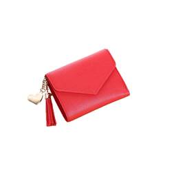 SUICRA Damen Geldbörse Brieftasche Frau Für Münzen Niedliche Brieftasche Frauen Kleine Leder Frauen Geldbörsen Reißverschluss Geldbörsen Brieftasche Weibliche Geldbörse Kupplung (Color : Red1) von SUICRA