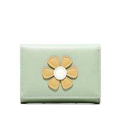 SUICRA Damen Geldbörse Brieftaschen Frauen Blumen Applikationen Süße Kawaii Kartenhalter Mädchen Geldbörse Koreanische Art Geld Tasche Mode Stilvolle Mini Geldbörse Ulzzang (Color : Green) von SUICRA