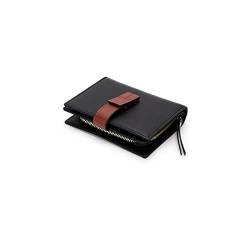 SUICRA Damen Geldbörse Casual Style Women Card Brieftasche Split Leder Reißverschluss Geldbörse Für Multifunktionsfrau Brieftasche (Color : Black) von SUICRA
