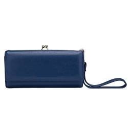 SUICRA Damen Geldbörse Comfortable Contracted Style Long Wallets for Women Soft Leather Coin Purses Ladies Sweet Design Card Holder Purses (Color : Blue) von SUICRA