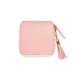 SUICRA Damen Geldbörse Damen Mode Kurze Brieftasche weibliche Quaste Anhänger Münze Münze Geldbörse Einfache Kartenbeutel Clip Quadrat (Color : Pink) von SUICRA