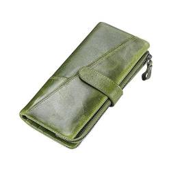 SUICRA Damen Geldbörse Echtes Leder Brieftasche Mode Münz Geldbörse for Damen Frauen Lange Kupplung Brieftaschen mit Handytaschen Kartenhalter (Color : Green) von SUICRA