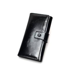 SUICRA Damen Geldbörse Echtes Leder Frauen Brieftasche Clutch Bag Weibliche Lange Kartenhalter Lady Münze Geldbörse (Color : Black) von SUICRA