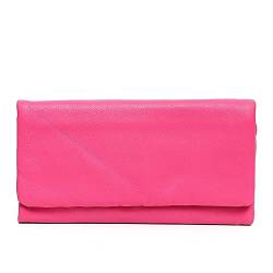 SUICRA Damen Geldbörse Echtes Leder Lange Brieftasche for Frauen Stil Multi-Taschen Karteninhaber Weibliche tägliche Funktionelle Münze Geldbörsen (Color : Pink 0) von SUICRA