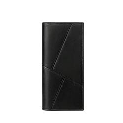 SUICRA Damen Geldbörse European and American Multi-Functional Long Ultra-Thin Splicing Half Fold Menand Women&Wallets (Color : Black) von SUICRA