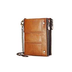 SUICRA Damen Geldbörse Frauen Brieftasche Kuh Leder Kleine Münzbörse Slim Brieftaschen Dame Geld Tasche (Color : Bruin) von SUICRA