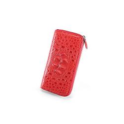 SUICRA Damen Geldbörse Frauen Damen Geldbörse Hand Echtes Leder Lange Tasche Für Brieftaschen (Color : Red) von SUICRA