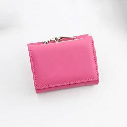 SUICRA Damen Geldbörse Frauen Münze Geldbörse Leder Massivfarbe Vintage Kurze Brieftasche Herz Haspe Damen Mädchen Kartenhalter Kupplungsbeutel (Color : Pink) von SUICRA