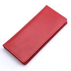 SUICRA Damen Geldbörse Genuine Leather Men Long Wallet Women Long Purse Male Slim Money Bag Female Credit Card Holder Thin Two Fold Clutch for Ladies (Color : Red) von SUICRA