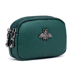 SUICRA Damen Geldbörse Genuine Leather Women Small Coin Wallet with Cute Bee Lady Zipper Money Purse Credit Card Holder (Color : Green) von SUICRA