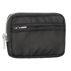 SUICRA Damen Geldbörse Japan Style Nylon Wallets Man Zipper Short Wallets Waterproof Casual Student Youth Small Coin Purse Card Holder Case (Color : Black) von SUICRA