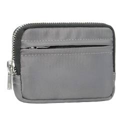 SUICRA Damen Geldbörse Japan Style Nylon Wallets Man Zipper Short Wallets Waterproof Casual Student Youth Small Coin Purse Card Holder Case (Color : Grijs) von SUICRA