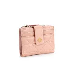 SUICRA Damen Geldbörse Kuh-Leder-Karte Geldbörse für Frauen Mode-Stil Weibliche Karteninhaber Multifunktionskartengehäuse (Color : Pink) von SUICRA