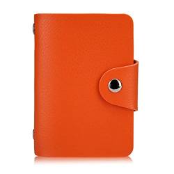 SUICRA Damen Geldbörse Leather 24 Slots Bits Business Card Bag Card Case Men Women ID Holders Bank Credit Card Organizer Bags Passport Card Wallet (Color : Orange) von SUICRA