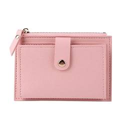 SUICRA Damen Geldbörse Männer Frauen Mode Massivfarbe Kreditkarte ICH WÜRDE Karten-Multi-Slot-Karteninhaber Casual Pu. Leder-Mini-Münz-Geldbörse-Geldbörsen-Falltasche (Color : Pink) von SUICRA