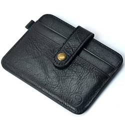 SUICRA Damen Geldbörse Men Genuine Leather Slim Wallet Male Small Purse Mini Money Bag Walet Wallet Card Holder (Color : Black) von SUICRA