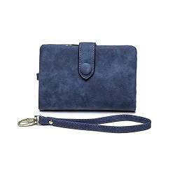 SUICRA Damen Geldbörse Multi-Card-weibliche Kurze Art Brieftasche Leder aus lederfarbener Farbe Münzen Taschen Geldbörse Kupplung (Color : Blue) von SUICRA
