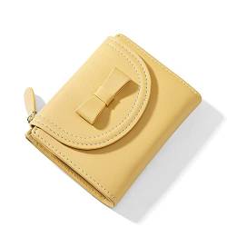 SUICRA Damen Geldbörse NEU Kleine Folding Brieftasche Frauen Weiche PU Leathe Bow Kartenhalter Kurzer Flip Münze Geldbörse Weibliche Hohe Qualität Kupplung Brieftasche Damen (Color : Yellow) von SUICRA