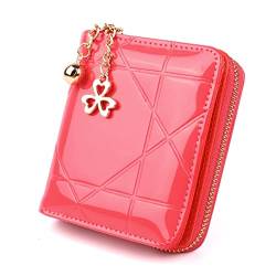 SUICRA Damen Geldbörse New Ladies Patent Leather Case Wallet Girls Coin Purse Women Credit Card Holder Case Short 3 Folding Solid Color Money Bag (Color : Red) von SUICRA