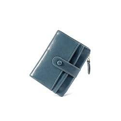 SUICRA Damen Geldbörse Ölwachs Leder Brieftaschen für Frauen Kurze große Kapazität Clutch Geldbörsen Lady Brieftasche (Color : Blue) von SUICRA