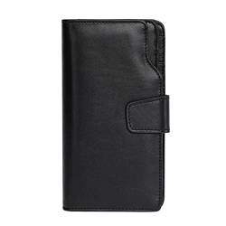 SUICRA Damen Geldbörse Wallet Male Leather Genuine Vintage Long Clutch Wallets Purse ZipperHasp Men Cell Phone Bags Wallets (Color : Black Wallet) von SUICRA