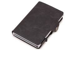 SUICRA Damen Geldbörse Wallet Men Money Bag Mini Purse Male Aluminium Card Small Trifold Leather Wallet Slim Thin Brown Walet carteras (Color : Grijs) von SUICRA