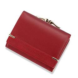 SUICRA Damen Geldbörse Women Wallets Leather Luxury Designer Female Coin Purses ID Card Holder Wallet Short Ladies Money Bags Clutch Purse (Color : Red) von SUICRA