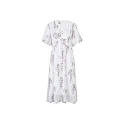 SUICRA Damenkleider Elegante Blumenkleider for Damen, V-Ausschnitt, Puffärmel, gespleißtes Knopfkleid, Sommer (Size : XL) von SUICRA