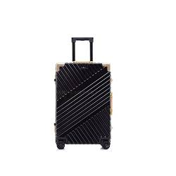 SUICRA Gepäckgurt-Handgepäck Inch Aluminium Frame Suitcase Box Strong Business Trolley Luggage Bag On Wheels (Color : Black, Size : 20") von SUICRA