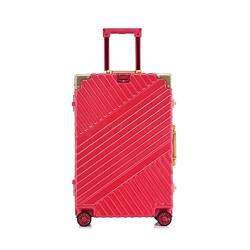 SUICRA Gepäckgurt-Handgepäck Inch Aluminium Frame Suitcase Box Strong Business Trolley Luggage Bag On Wheels (Color : Red, Size : 29") von SUICRA