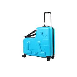 SUICRA Gepäckgurt-Handgepäck Trolley Case Can Sit and Ride Luggage Men and Women's Trolley Universal Wheel Traverl Suitcase (Color : Blue) von SUICRA