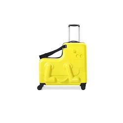 SUICRA Gepäckgurt-Handgepäck Trolley Case Can Sit and Ride Luggage Men and Women's Trolley Universal Wheel Traverl Suitcase (Color : Yellow) von SUICRA