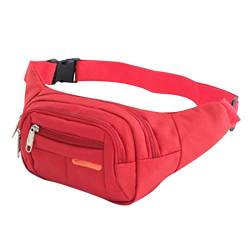 SUICRA Handtaschengriff-Geldbörsen Unisex Waist Men Women Travelling Phone Money Pouch Banana Bags Female Belt Bag (Color : Red Red2) von SUICRA