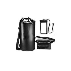 SUICRA-Hüfttaschen Strand wasserdichte Taille Tasche Handy wasserdichte Tasche Outdoor Sports wasserdichte DREI-teilige Set (Color : Black, Size : 10L) von SUICRA