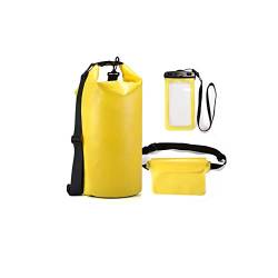 SUICRA-Hüfttaschen Strand wasserdichte Taille Tasche Handy wasserdichte Tasche Outdoor Sports wasserdichte DREI-teilige Set (Color : Yellow, Size : 10L) von SUICRA