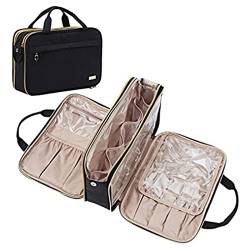 SUICRA Kosmetiktaschen Makeup Bag Three-Layer Cosmetic Case for Female Travel Makeup Storage Multifunction Tool Brush Cosmetic Bag (Color : Black) von SUICRA