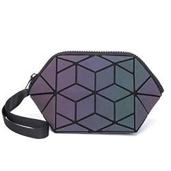 SUICRA Kosmetiktaschen Makeup Bags Luminous Geometric Ladies Cosmetic Bag for Girls Travel Pouchs Noctilucent Folding Make Up Bag von SUICRA