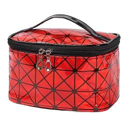 SUICRA Kosmetiktaschen Women Cosmetic Bag Travel Storage Organize Zipper Waterproof Makeup Case Toiletry Bags (Color : Bright red) von SUICRA