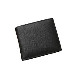 SUICRA Leder-Geldbörse Echtes Leder Männer Geldbörsen Premium Product Echte Rindsleder Brieftaschen Für Mann Short Black Walet (Color : Black) von SUICRA