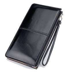 SUICRA Leder-Geldbörse Frauen Vintage Öl Wachs Leder Reißverschluss Kupplung Brieftasche Weibliche Große Kapazität Münze Geldbörse Damen Armband Einfache Kartenhalter Brieftasche von SUICRA