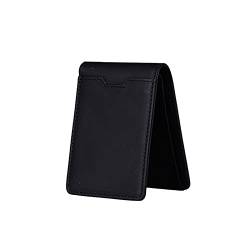 SUICRA Leder-Geldbörse Geldbörsen Männer Echtes Leder Brieftasche Slim Front Pocket Herren Kartenkasten mit blockierender Geldbörse (Color : Black) von SUICRA