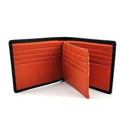 SUICRA Leder-Geldbörse Genuine Leather Wallet Men Classic Black Soft Napa Short Purse RFID Blocking Male Credit Card Holders (Color : Orange) von SUICRA